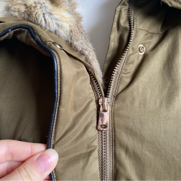 ZARA - Olive Green Faux Fur Lined Parka - Picture 9 of 12
